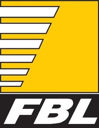 Gelbes und schwarzes Logo mit Buchstaben "FBL" und weißen Streifen links im gelben Bereich.