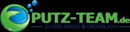 Logo von "PUTZ-TEAM.de" mit Slogan "ZUVERLÄSSIG & GRÜNDLICH", daneben grünes und blaues Symbol.