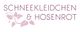 Logo mit rosa Text "Schneekleidchen & Hosenrot" und Blumenmotiv.