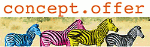 Bunte Zebras unter dem Schriftzug "concept.offer".