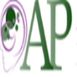 A stylized "AP" logo with abstract circles and lines on the left.