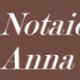 Stemma notarile e testo su sfondo marrone: "Notaio Anna Muto".