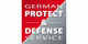 Logo mit Text: "German Protect & Defense Service", rotes und graues Design.