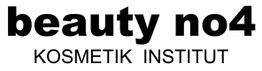 "Schwarzer Text 'beauty no4 KOSMETIK INSTITUT' auf weißem Hintergrund."