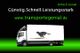 LKW mit Geparden-Silhouette, Text: Günstig. Schnell. Leistungsstark. www.transportegenial.de