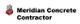 Logo of Meridian Concrete Contractor with a red and black geometric design on the left.