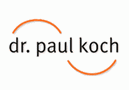 Schriftzug "dr. paul koch" mit zwei orangefarbene Kreisbögen darüber und darunter.