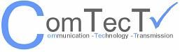 Logo von ComTecTv mit einem blauen Haken und den Worten "Communication, Technology, Transmission".