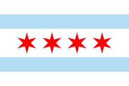 Flag with four red stars and two light blue stripes on a white background.