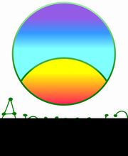 Bunter Kreis mit Farbverlauf, darunter grüne Schrift auf weißem Hintergrund.