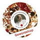 Rundes Logo mit Gewürzen und Foto einer Person, Text: "Gewürzshop" und "Ledig Gewürzmanufaktur".