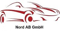 Stilisiertes rotes Auto mit Schriftzug "Nord AB GmbH" darunter.