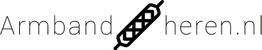 Logo van Armbandheren.nl met een gevlochten armband tussen de tekst.