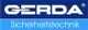 Logo von Gerda Sicherheitstechnik, weiße Schrift auf blauem Hintergrund.