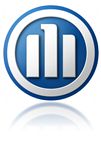 Blau-weißes Logo mit drei vertikalen Säulen in einem Kreis.