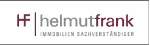 Logo mit "HF" und "helmutfrank Immobilien Sachverständiger" auf weißem Hintergrund.