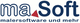 Logo von maSoft mit Slogan "malersoftware und mehr" und rotem Dreieck.