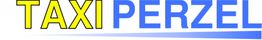 Logo mit gelbem "TAXI" und blauem "PERZEL" auf weißem Hintergrund.