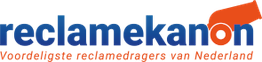 Logo van Reclamkanon met tekst: "Voordeligste reclamadragers van Nederland".