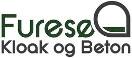 Logo for Furesø Kloak og Beton i grøn og grå tekst.