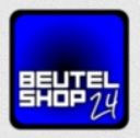 Blaues Logo mit weißem Text: "BEUTEL SHOP 24", im quadratischen Rahmen.