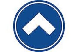 Blue upward arrow enclosed in a blue circle.