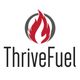 Logo with red flame inside a circle above the text "ThriveFuel" in black letters.