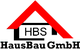 Logo von HausBau GmbH mit rotem Dachsymbol und Text "HBS" darin.