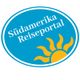 Ovales Logo mit Text "Südamerika Reiseportal" und einer halben Sonne in Blau und Gelb.