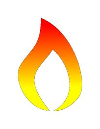 Abstrakte Flamme in Rot-Gelb auf weißem Hintergrund.