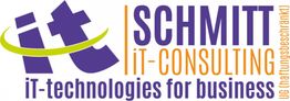 Logo von Schmitt IT-Consulting in Violett und Orange mit Slogan: "IT-Technologies for Business".