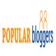 Logo with text "POPULAR bloggers" and two orange person icons above the word "bloggers".