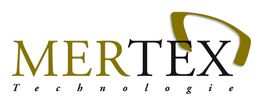 Logo von "MERTEX Technologie" in stilisierten Schriftarten mit einem grafischen Akzent oben rechts.