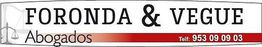 Letrero de "Foronda & Vegue Abogados" con teléfono 953 09 09 03 y símbolo de la balanza.