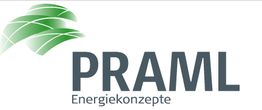 Logo mit grünem Blatt-Design und Text: "PRAML Energiekonzepte".