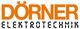 DÖRNER ELEKTROTECHNIK-Logo: Name in orange, Untertitel in schwarzer, digitaler Schriftart.