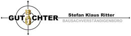 Logo von Gutachter BAU, Stefan Klaus Ritter, mit Pfeilen und Kreis.