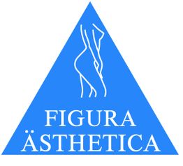Blaues Dreieck mit weißer Figur und der Aufschrift "FIGURA ÄSTHETICA".