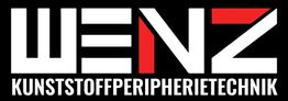 Logo mit der Aufschrift „WENZ KUNSTSTOFFPERIPHERIETECHNIK“ in Weiß und Rot auf schwarzem Hintergrund.
