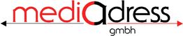Logo von Mediadress GmbH mit rotem und schwarzem Schriftzug.