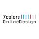 Logo mit Schriftzug "7colors OnlineDesign" und sieben bunten Linien darüber.
