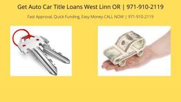 Car keys and dollar bill car; ad for auto title loans in West Linn, OR.