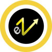 Yellow arrow and 'e' on black circle, encircled by yellow ring.