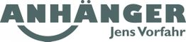 Text-Logo: "ANHÄNGER Jens Vorfahr" in dunklem Schriftzug mit formliniertem Lächeln unter dem A.