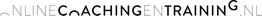Tekst: "ONLINE COACHING EN TRAINING .NL" met verschillende lettergroottes.