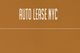 Text "AUTO LEASE NYC" on a brown background with a horizontal line below.