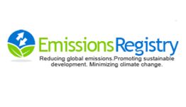 Logo met tekst: Emissions Registry, focus op duurzame ontwikkeling en minder klimaatverandering.