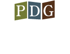 Stylized "PDG" logo with letters on colored blocks: green, blue, and brown.