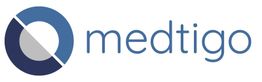 Logo of Medtigo with a blue and gray circular design and modern font.
