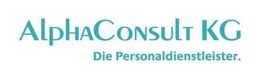 Logo von AlphaConsult KG mit Slogan "Die Personaldienstleister" in blauer Schrift.